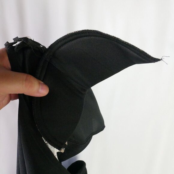 S.L. Fashions Petite Womens Size 14P Black Layered Semi Sher Blouse Pad Shoulder - Picture 14 of 15